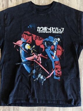 Gildan Black Cowboy Bebop Anime Graphic T-shirt